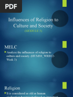 Influences of Religion To Culture and Society