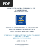 Administradora Boliviana de Carreteras: Modelo de Documento Base de Contratación de Servicios de Supervisión Técnica