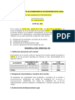 Modelo de Acta Nombramiento Representante Legal Sociedad Por Parte Junta Directiva Con Desplegable