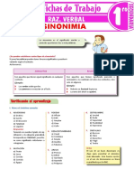 La Sinonimia para Primer Grado de Secundaria