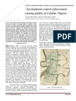 The Impact of Development Control Enforcement Activities On Housing Quality in Calabar, Nigeria