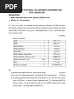 FCE 331 Strength of Materials IIA CAT, January 2022