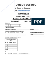 JIM JUNIOR SCHOOL Math Exams