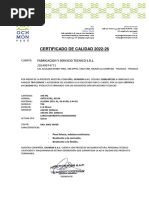 Certificado de Calidad Aluzinc 12