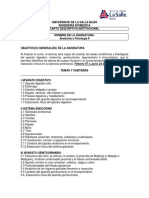 Carta Descriptiva Anatomía y Fisiología II Ing Biomedica Ciclo 2023