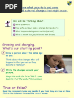 Sex Education Y5 - L1 - Puberty and Body Changes