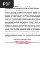 ROTHSCHILD NO BRASIL - Documento Dos Arquivos Da Família Rothschild Revela História Oculta Do Brasil