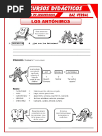 Los Antónimos para Segundo de Secundaria