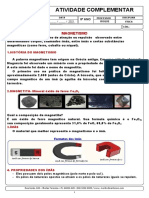 Atividade Complementar - Magnetismo - Física - 8ºano - Roque