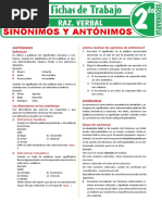 Sinonimos y Antonimos para Segundo Grado de Secundaria