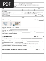 5º Ano - Avaliação de RECUPERAÇÃO SEMESTRAL 2 DE CIÊNCIAS