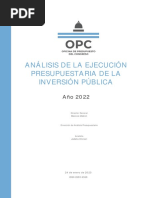 Analisis de La Ejecucion Presupuestaria de La Inversion Publica Ano 2022 Enero 2023