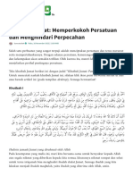 Khutbah Jumat - Memperkokoh Persatuan Dan Menghindari Perpecahan - NU Online