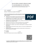 Attestation de Déplacement Dérogatoire Durant Les Horaires Du Couvre-Feu