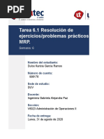 V6023 TAREA 6.1 Resoluci N de Ejercicios Problemas PR Cticos Sobre MRP - DKG