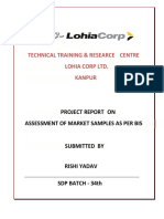 Technical Training & Researce Centre Lohia Corp Ltd. Kanpur: Project Report ON Assessment of Market Samples As Per Bis