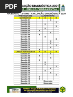 Gabarito - Avaliação Diagnóstica - 2º Ano Ensino Fundamental