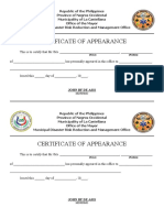 Certificate of Apperance