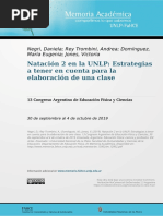 Natación 2 en La UNLP. Estrategias A Tener en Cuenta para La Elaboración de Una Clase