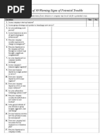 Checklist of 30 Warning Signs of Potential Trouble