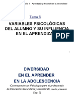 Tema 6. Variables Psicológicas Del Alumno Relacionadas Con El Aprendizaje