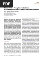 Sound Texture Perception Via Statistics of Teh Auditory Periphery