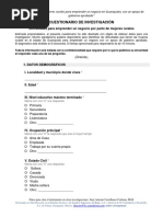 CUESTIONARIO DE INVESTIGACIÓN Mujer Emprendedora