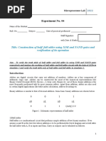 COA - Experiment No 04-Half Full Adder