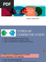 Lesson 3: Types of Communication: Jonel P. Siarot, LPT