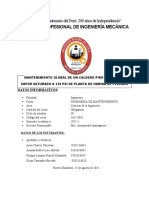 Mantenimiento Global de Un Caldero Pirotubular de Vapor Saturado A 130 Psi de Planta de Harina de Pescado