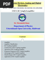 Unit 5 - RC Coupled Amplifier by Dr. Meenakshi Rana