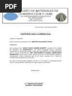 Certificado Comercial Deposito de Madera