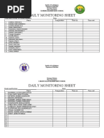 Daily Monitoring Sheet