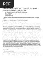 Neurotecnología y Derecho. Neuroderechos en El Ordenamiento Jurídico Argentino