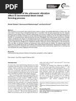 Investigation of The Ultrasonic Vibration Effect in Incremental Sheet Metal Forming Process