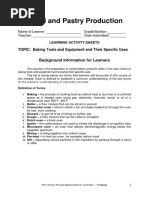 BPP Las Baking Tools and Equipment and Their Specific Uses