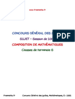 Concours General Mathematiques 2002 Sujet