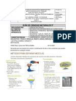 Guia de Ciencias 3°, Metodos de Separacion de Mezclas.