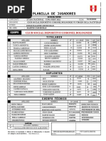 Planilla de Jugadores Coronel Bolognesi FECHA 04