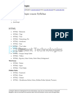 WebDeveloper FrontEnd Course Syllabus (Basic)