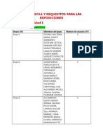 Temas Fecha y Requisitos para Las Exposiciones