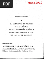 RANCIÉRE, J. - El Concepto de Crítica y La Crítica de La Economía Política Desde Los Manuscritos de 1844 A El Capital