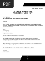 Request Letter For PLDT Line Transfer