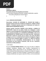 Denuncia Ante La Procuraduría Contra Corporación de Turismo y Otros