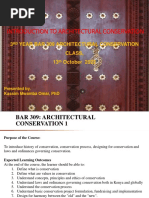 Introduction To Architectural Conservation - 2022