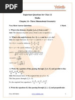 CBSE Class 12 Maths Chapter 11 Three Dimensional Geometry Important Questions 2022-23