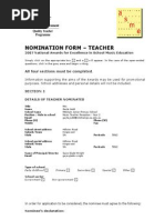 Nomination Form - Teacher: All Four Sections Must Be Completed