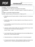 Calculating Energy: Complete These Questions in Your Exercise Books, With Full ESTAU Working Out