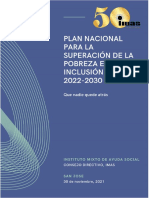 Plan Nacional Superacion de La Pobreza e Inclusion Social 2022-2030