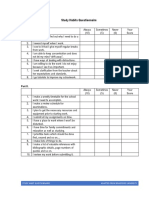 Study Habit Questionnaire (Metacognition Topic)